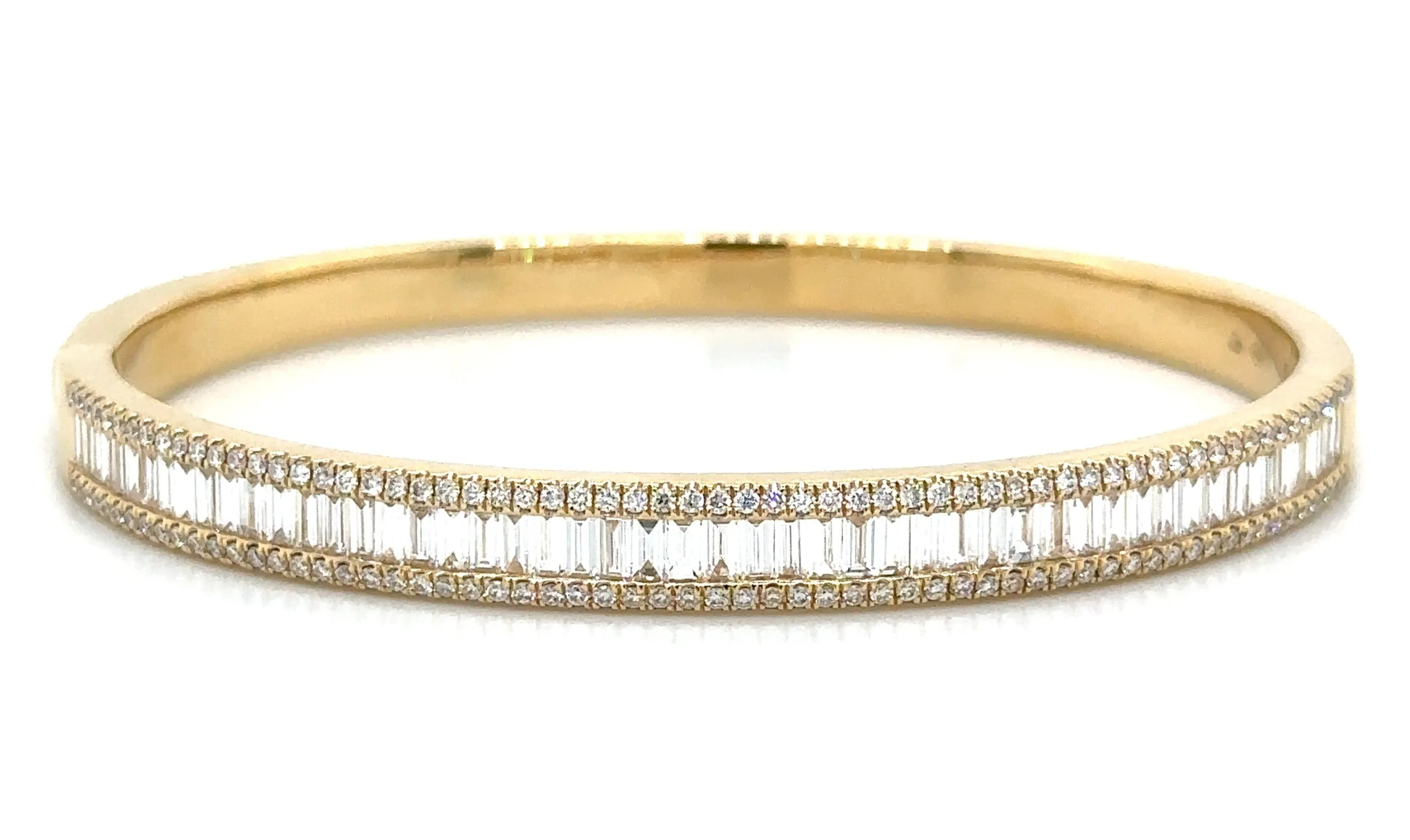 2.11ct tw Baguette and Round- cut Diamond Gold Bangle Bracelet