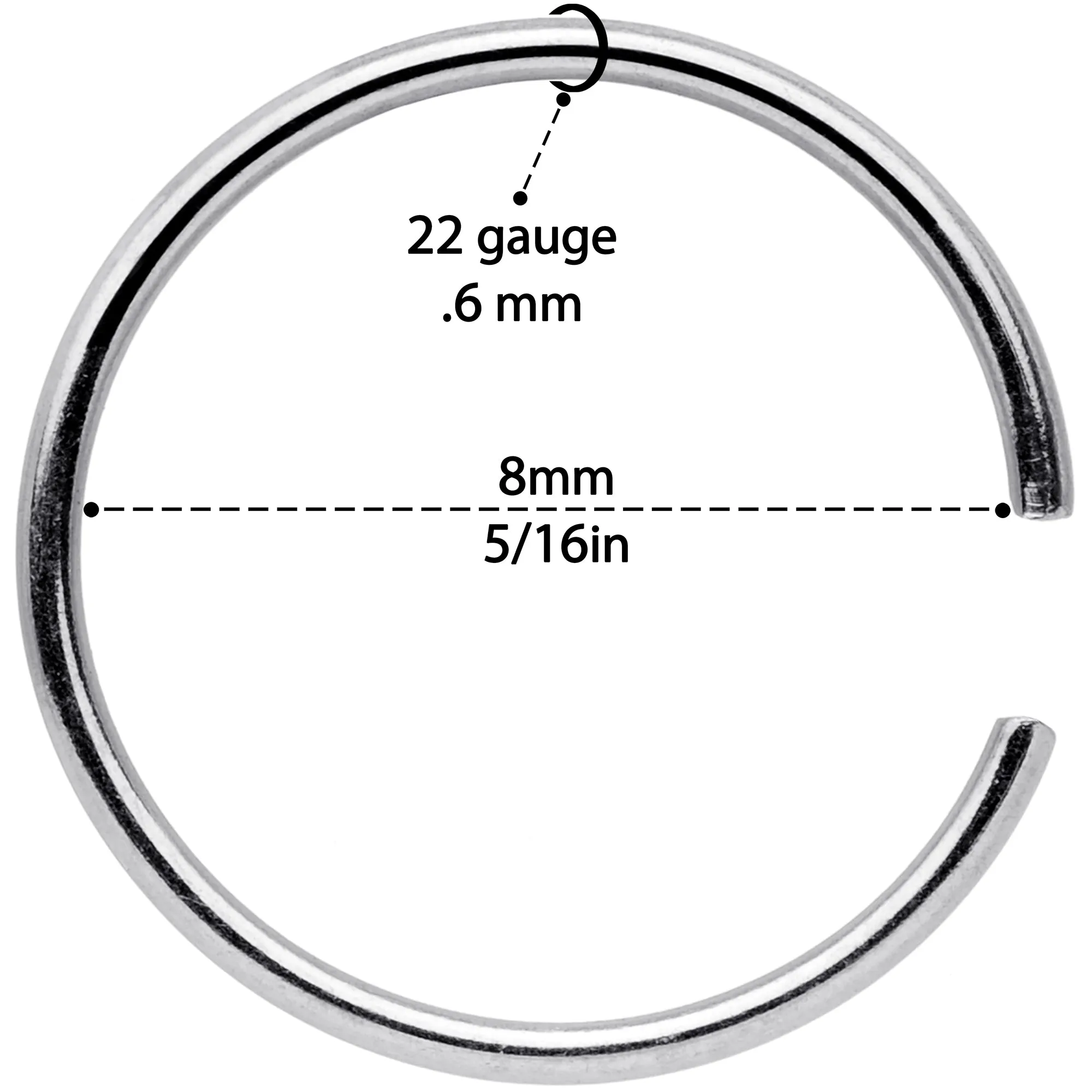 22 Gauge 5/16 Blue Anodized Steel Seamless Nose Hoop Set of 12