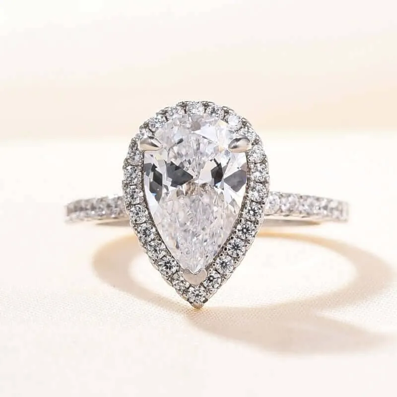 2.2ct Simulated Diamond Pear Cut Halo Engagement Ring