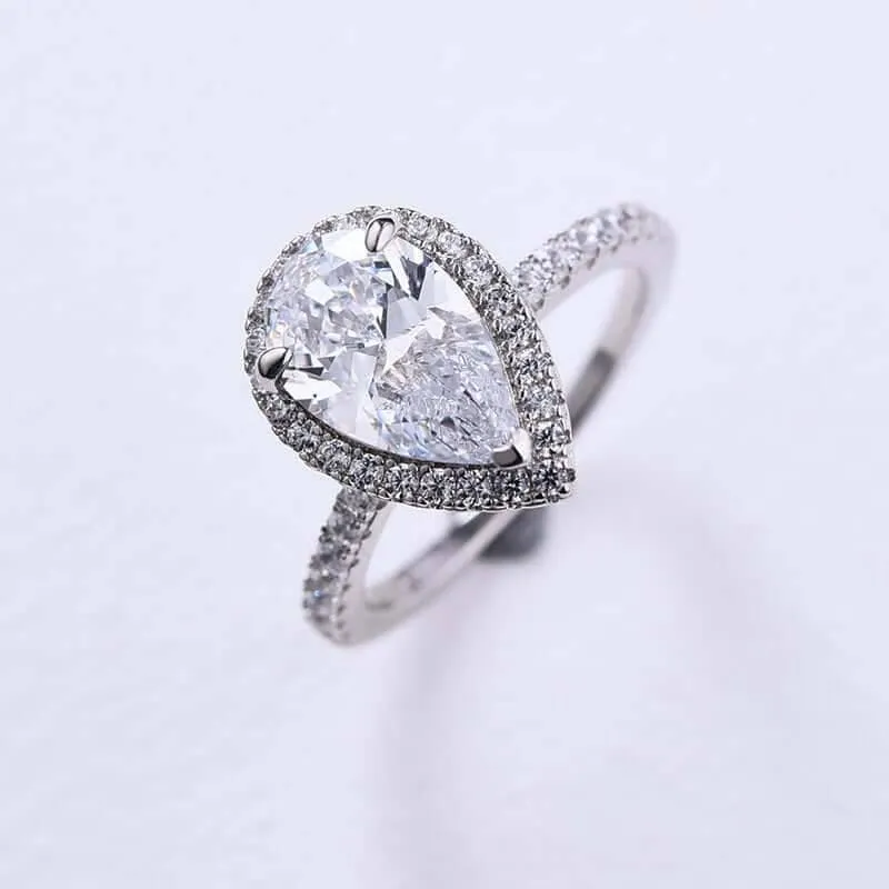 2.2ct Simulated Diamond Pear Cut Halo Engagement Ring