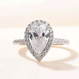 2.2ct Simulated Diamond Pear Cut Halo Engagement Ring