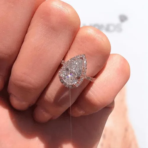 2.2ct Simulated Diamond Pear Cut Halo Engagement Ring