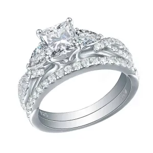 2Pcs 2.3ct Princess Cut Diamond Ring Set