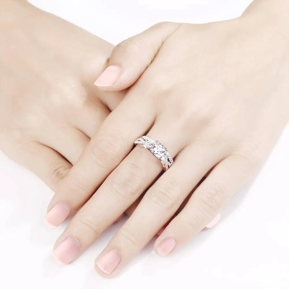 2Pcs 2.3ct Princess Cut Diamond Ring Set