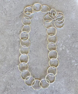 31-Piece Hammered Sterling Silver Ring Necklace with a Sterling Silver Toggle Clasp