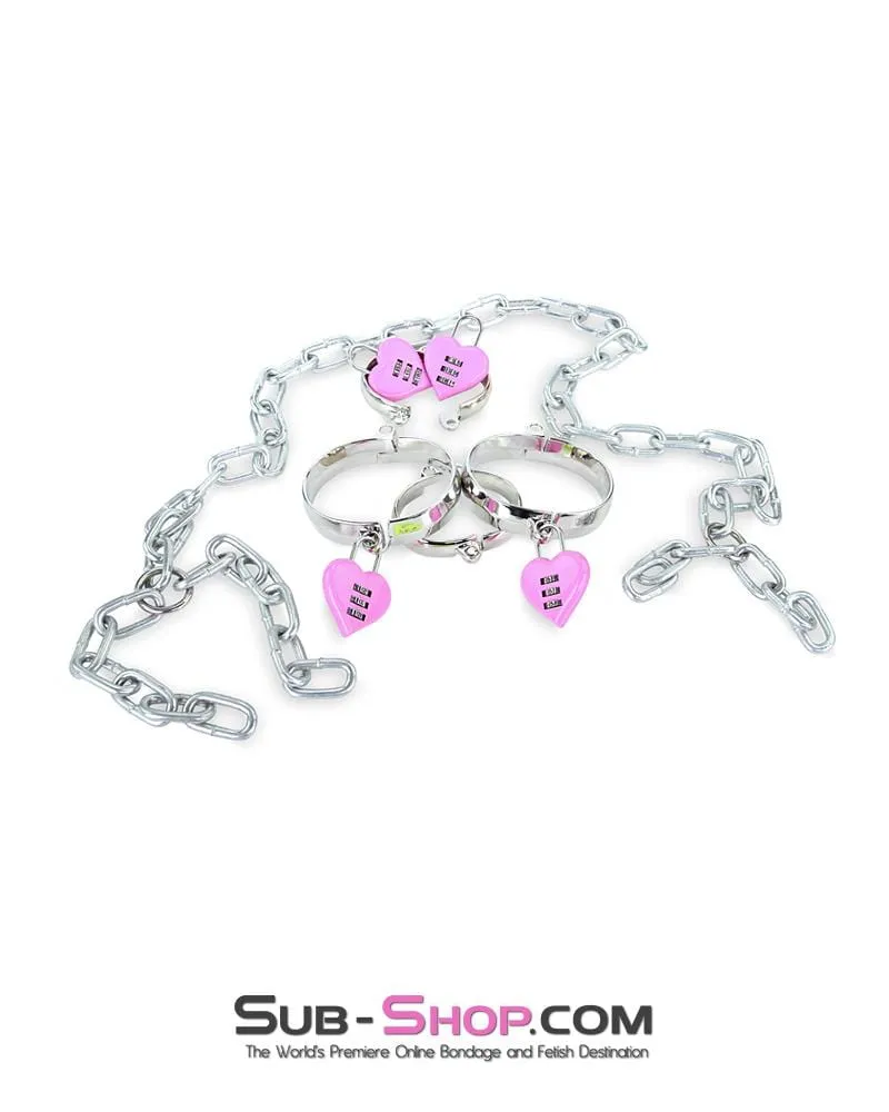 3307M-SIS      Pretty Sissy Pink Heart Accessories Combination Bondage Gear Fetish Mistress Lock