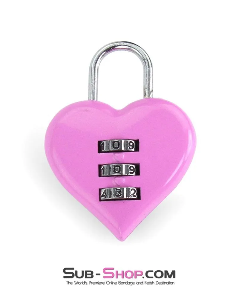 3307M-SIS      Pretty Sissy Pink Heart Accessories Combination Bondage Gear Fetish Mistress Lock