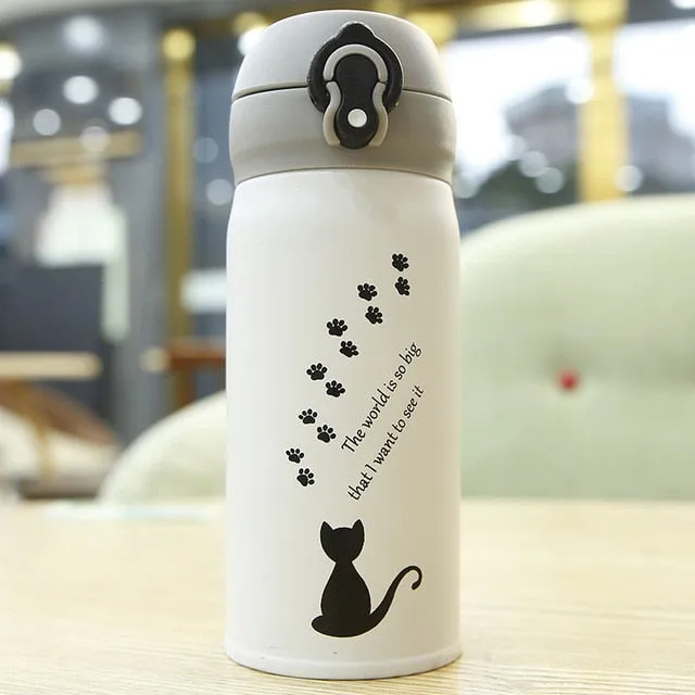 350ml Cartoon Cat Thermos Mug Cute Portable Stainless Steel Vacuum Flasks Thermal Water Bottle or Tumbler Thermocup
