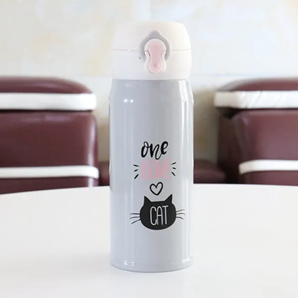 350ml Cartoon Cat Thermos Mug Cute Portable Stainless Steel Vacuum Flasks Thermal Water Bottle or Tumbler Thermocup