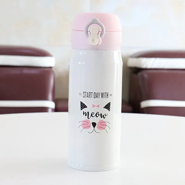 350ml Cartoon Cat Thermos Mug Cute Portable Stainless Steel Vacuum Flasks Thermal Water Bottle or Tumbler Thermocup