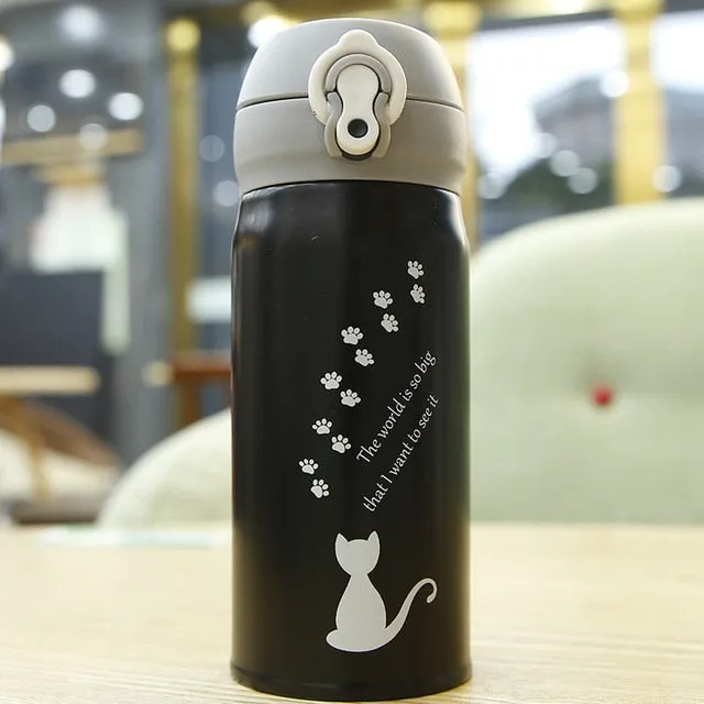 350ml Cartoon Cat Thermos Mug Cute Portable Stainless Steel Vacuum Flasks Thermal Water Bottle or Tumbler Thermocup
