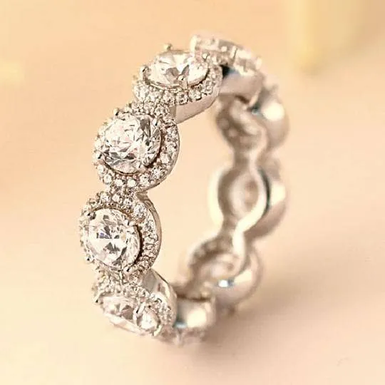 3ct Simulated Diamonds Round Cut Halo Ring