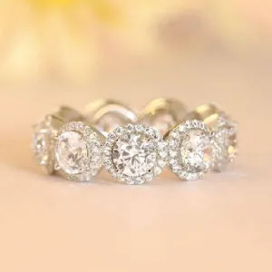 3ct Simulated Diamonds Round Cut Halo Ring