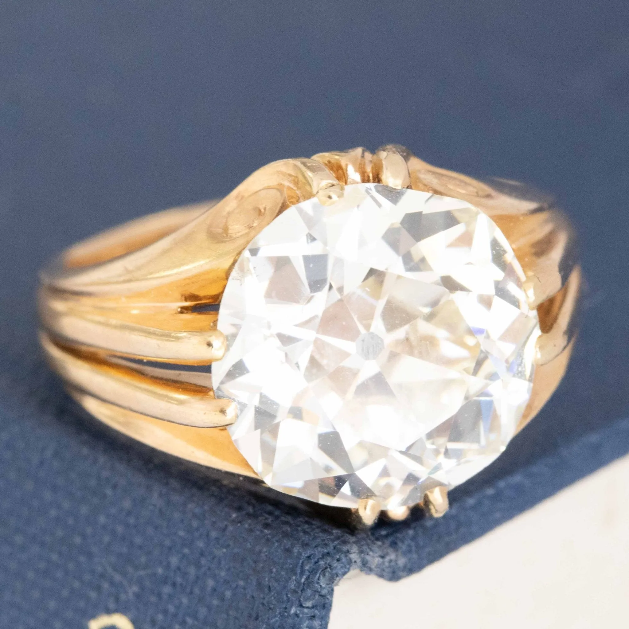 5.51ct Antique "Monture Cartier" Old Mine Cut Diamond Solitaire French