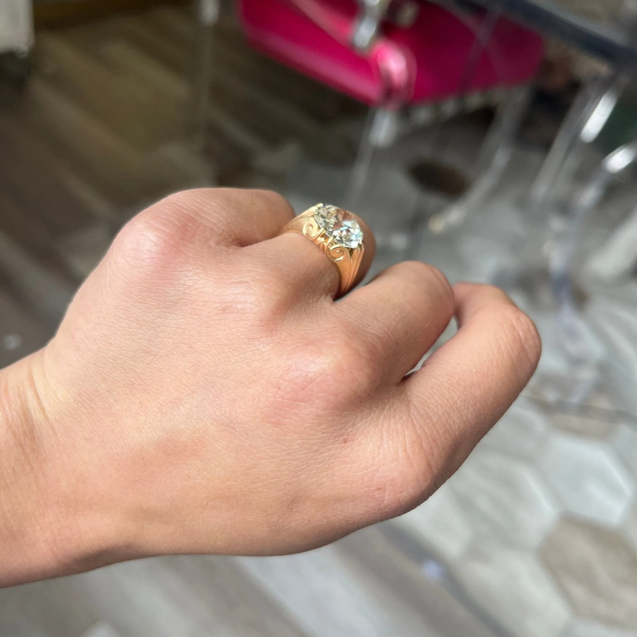 5.51ct Antique "Monture Cartier" Old Mine Cut Diamond Solitaire French