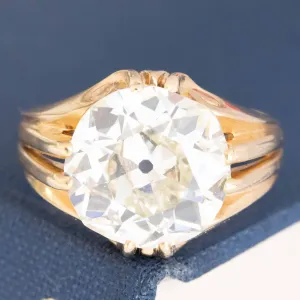 5.51ct Antique "Monture Cartier" Old Mine Cut Diamond Solitaire French
