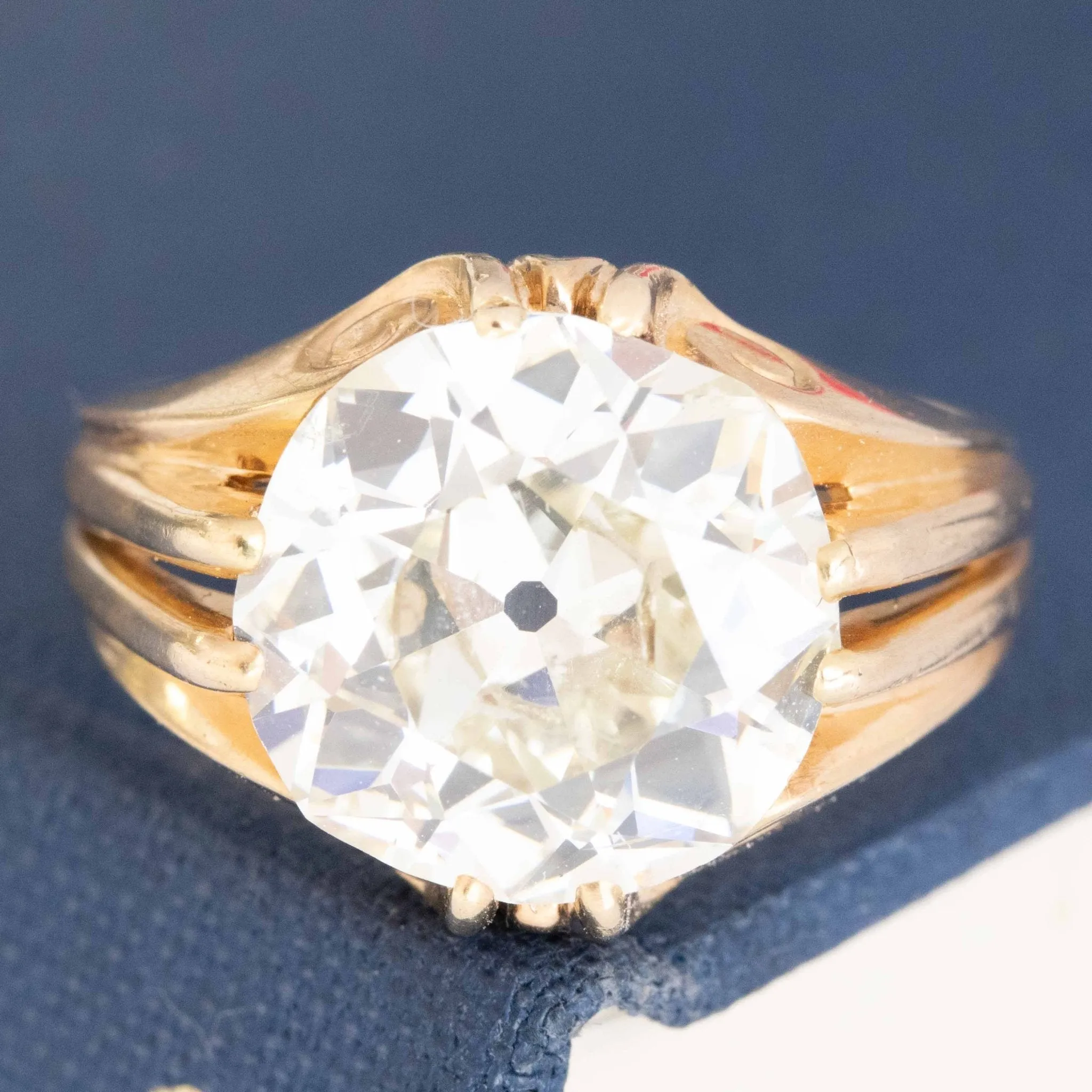 5.51ct Antique "Monture Cartier" Old Mine Cut Diamond Solitaire French