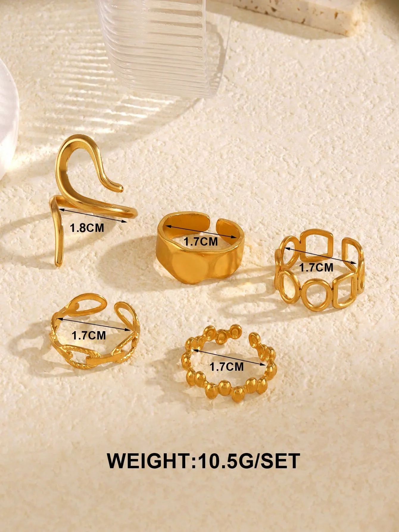 5pcs Geometric Shaped Open Ring