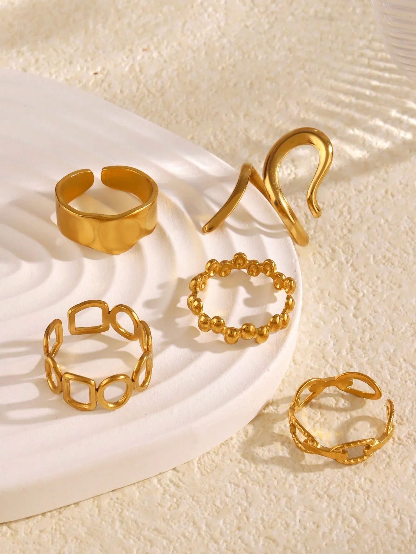 5pcs Geometric Shaped Open Ring