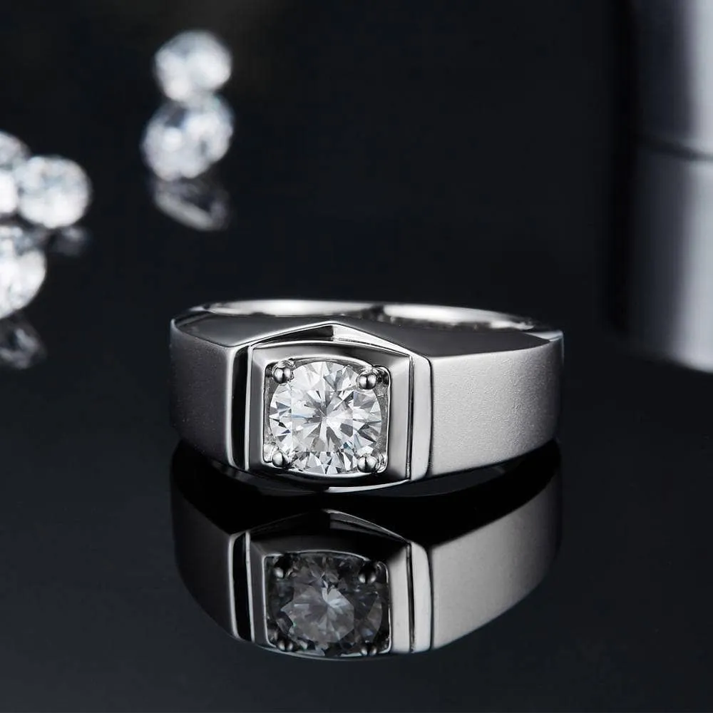 6.5mm 1Ct D Color Diamond Men's Ring