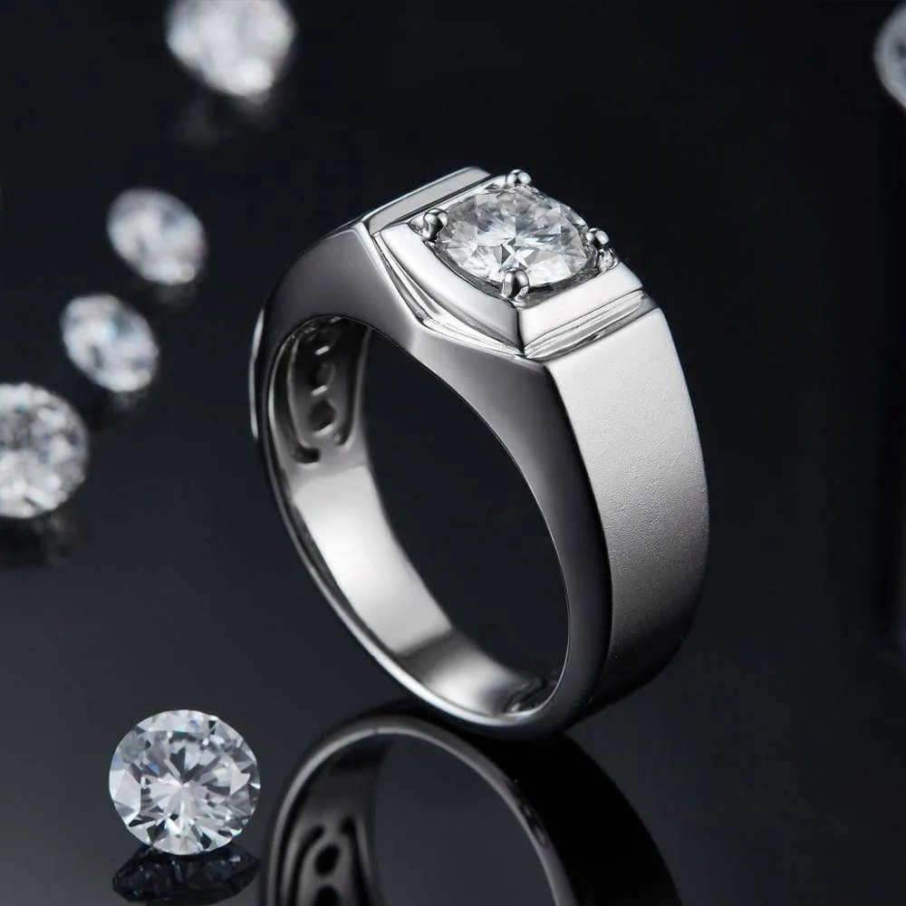 6.5mm 1Ct D Color Diamond Men's Ring