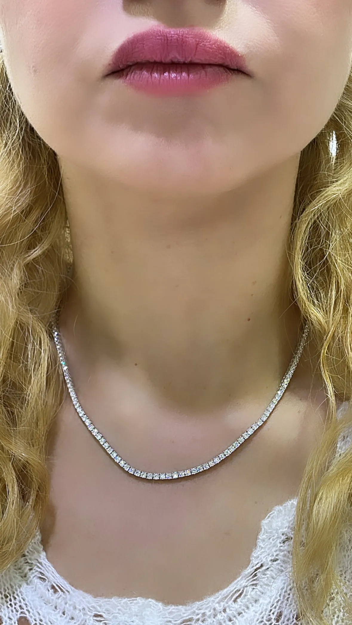 7.32ct tw Diamond Riviera Line Tennis Statement Necklace