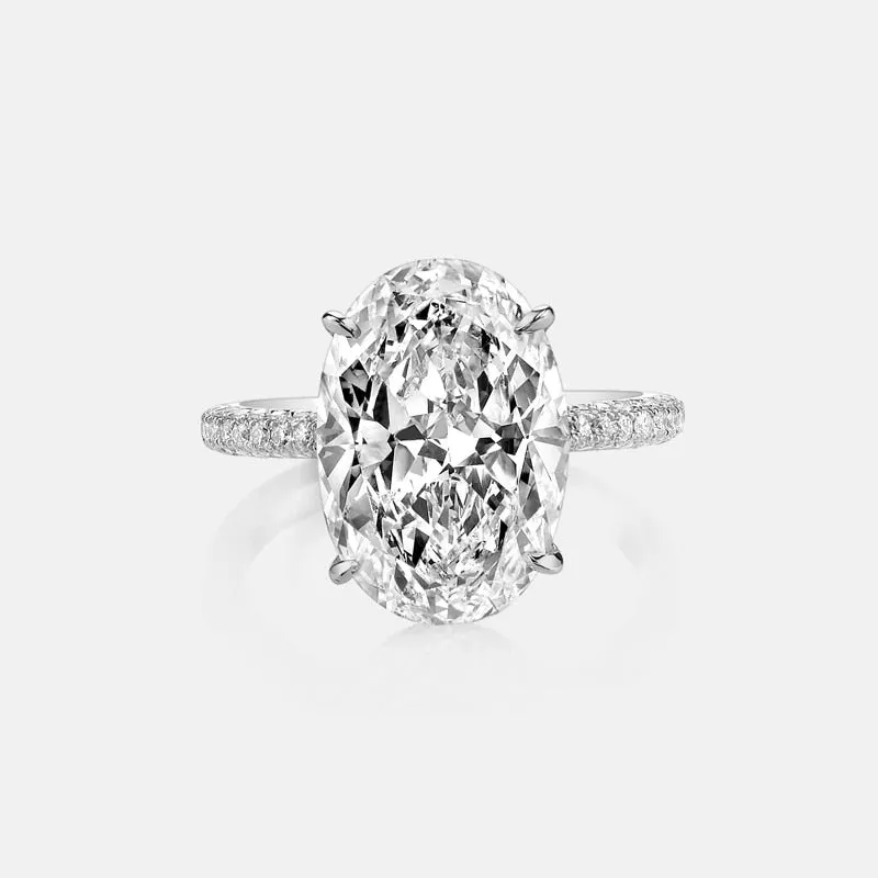 8.0 ct Oval Cut Diamond Hidden Halo Engagement Ring