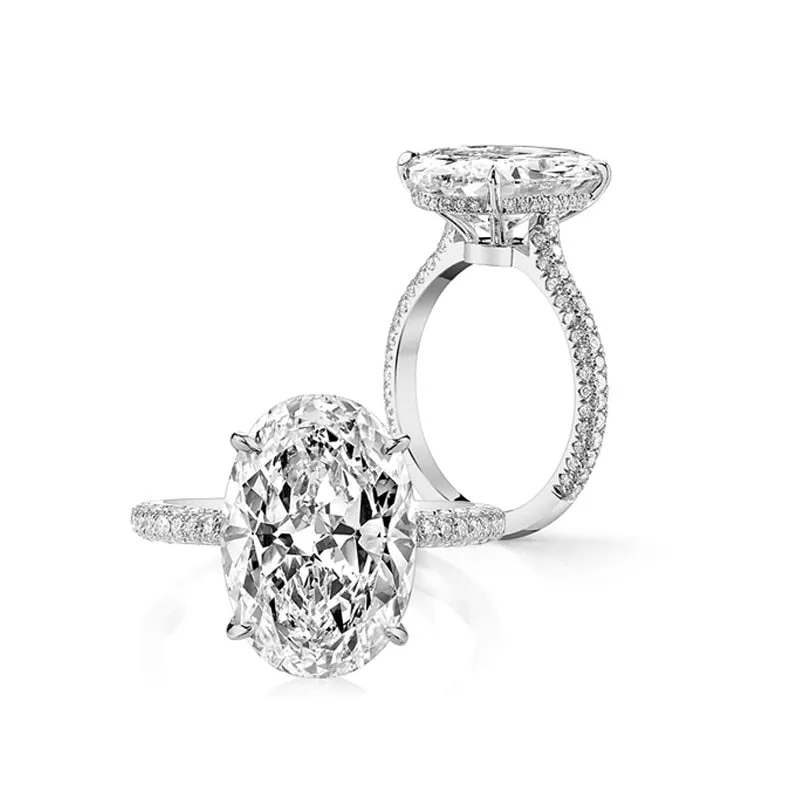 8.0 ct Oval Cut Diamond Hidden Halo Engagement Ring