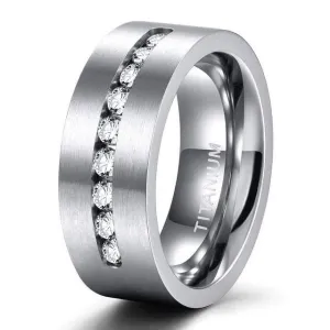 8mm Men's Diamond Titanium Wedding Band