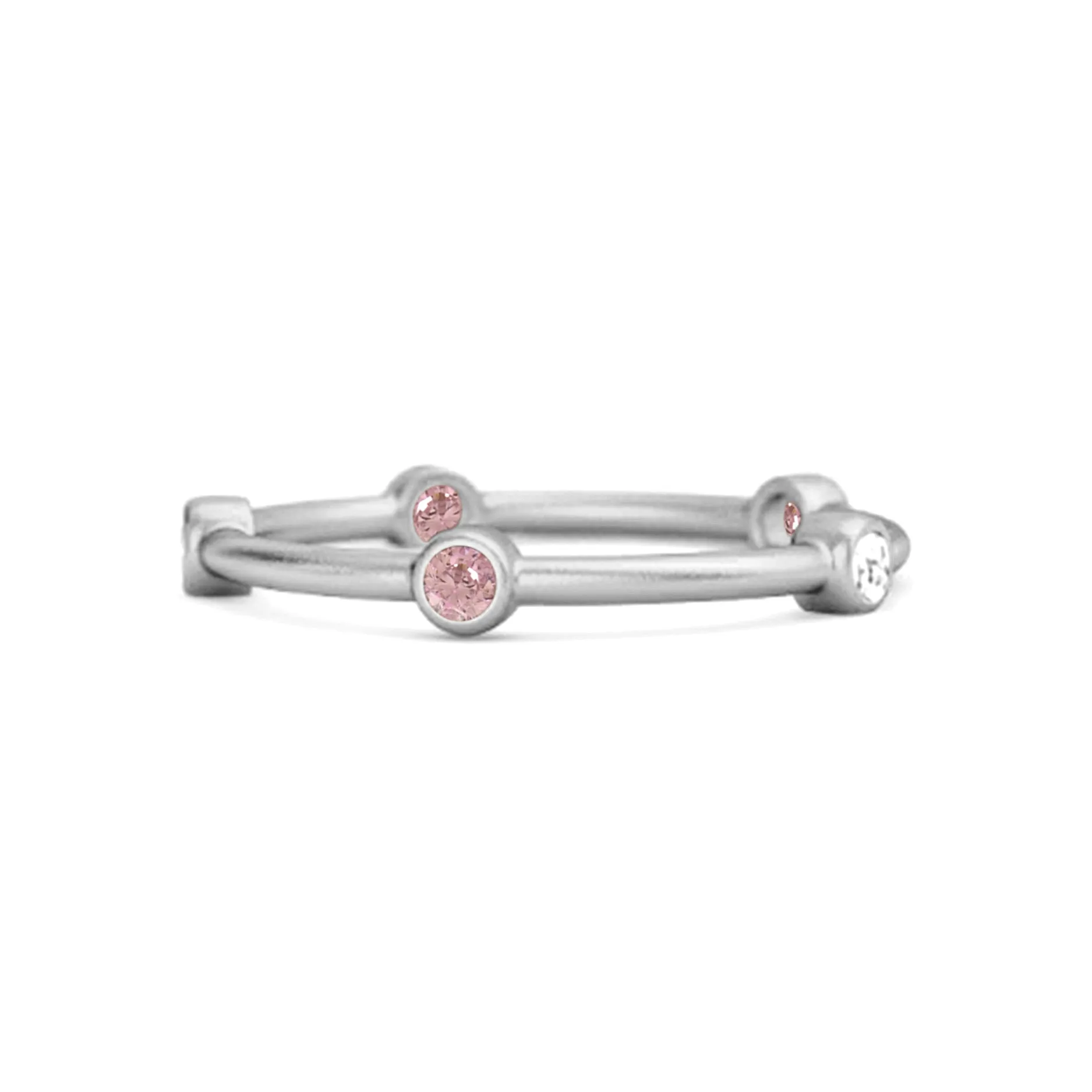 925 Sterling Silver 0.30 Ct Pink Zirconia Stackable Wedding Ring