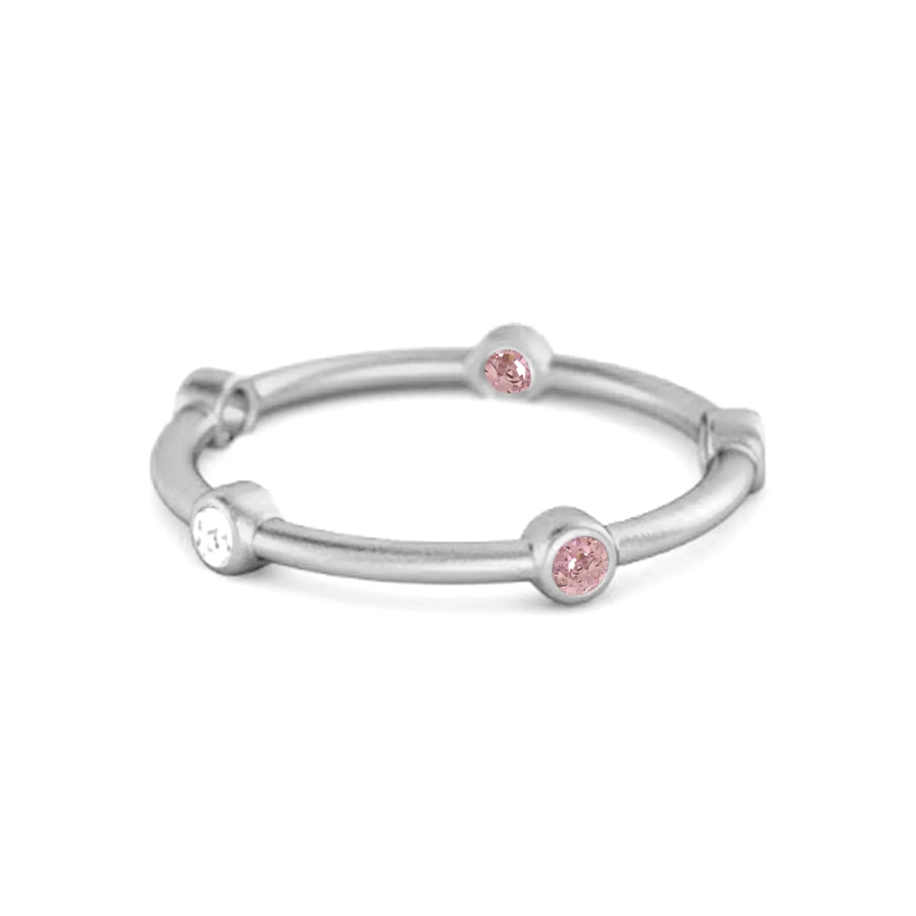 925 Sterling Silver 0.30 Ct Pink Zirconia Stackable Wedding Ring