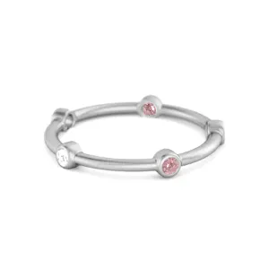 925 Sterling Silver 0.30 Ct Pink Zirconia Stackable Wedding Ring