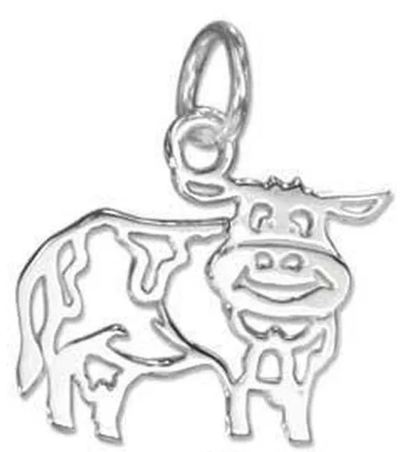 925 Sterling Silver Jewelry Cow Animal Charm Silhouette Pendant DC661