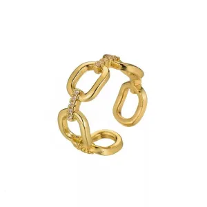 Adjustable CZ Link Chain Ring