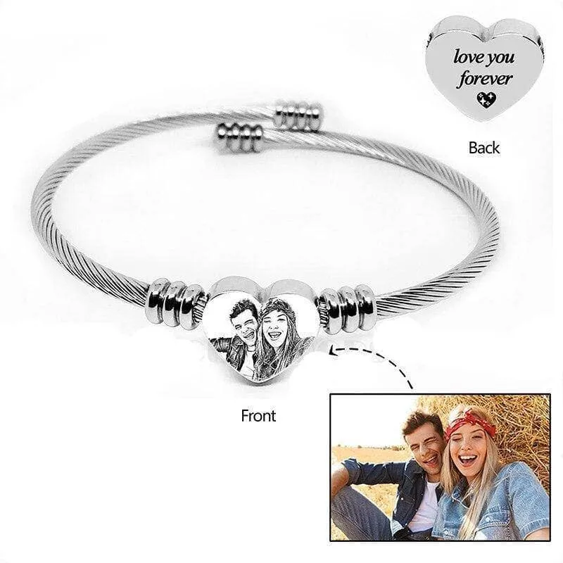 Adjustable Titanium Photo Bracelet