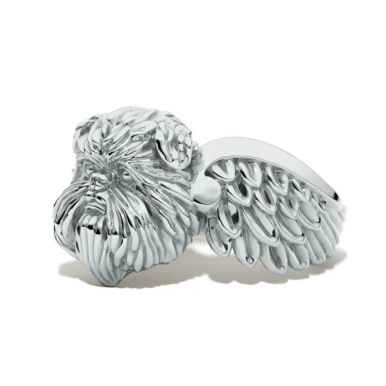 Affenpinscher Breed Angel Wings Memorial Ring