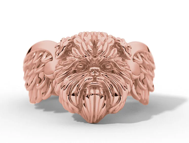 Affenpinscher Breed Angel Wings Memorial Ring