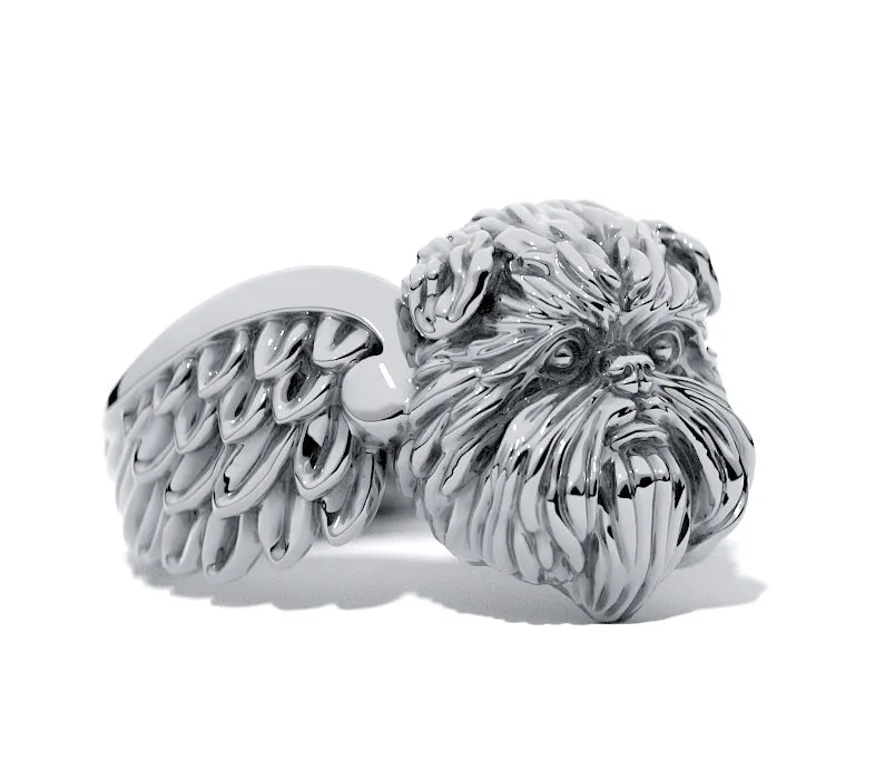 Affenpinscher Breed Angel Wings Memorial Ring