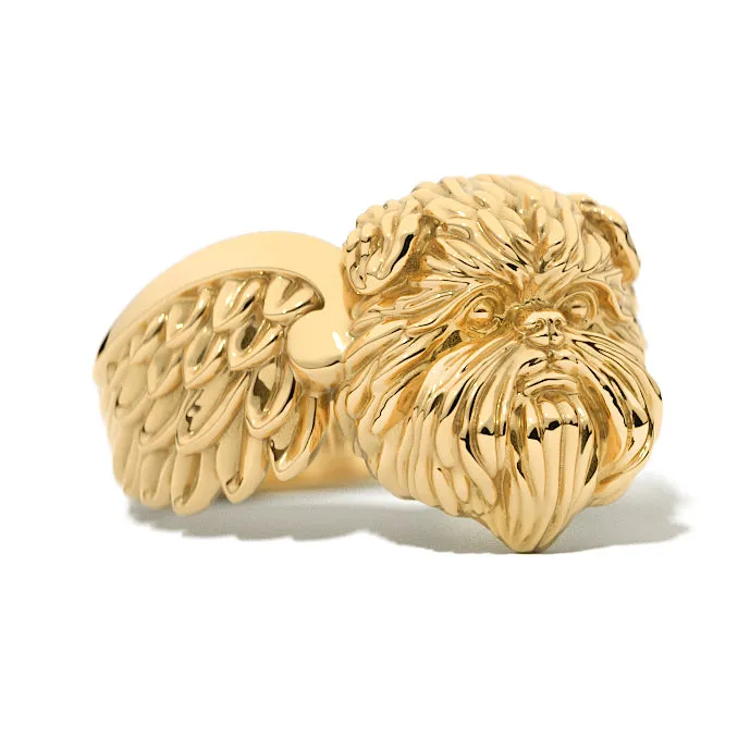 Affenpinscher Breed Angel Wings Memorial Ring