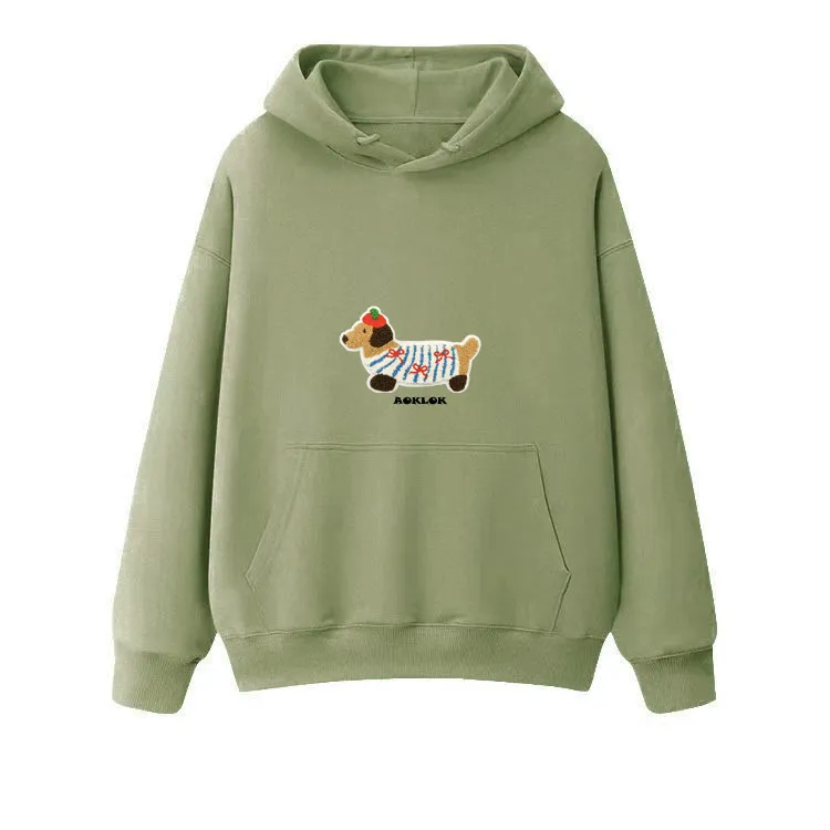 AG Cartoon Embroidery Dog Hoodie