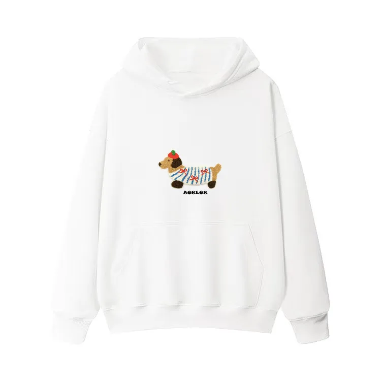 AG Cartoon Embroidery Dog Hoodie
