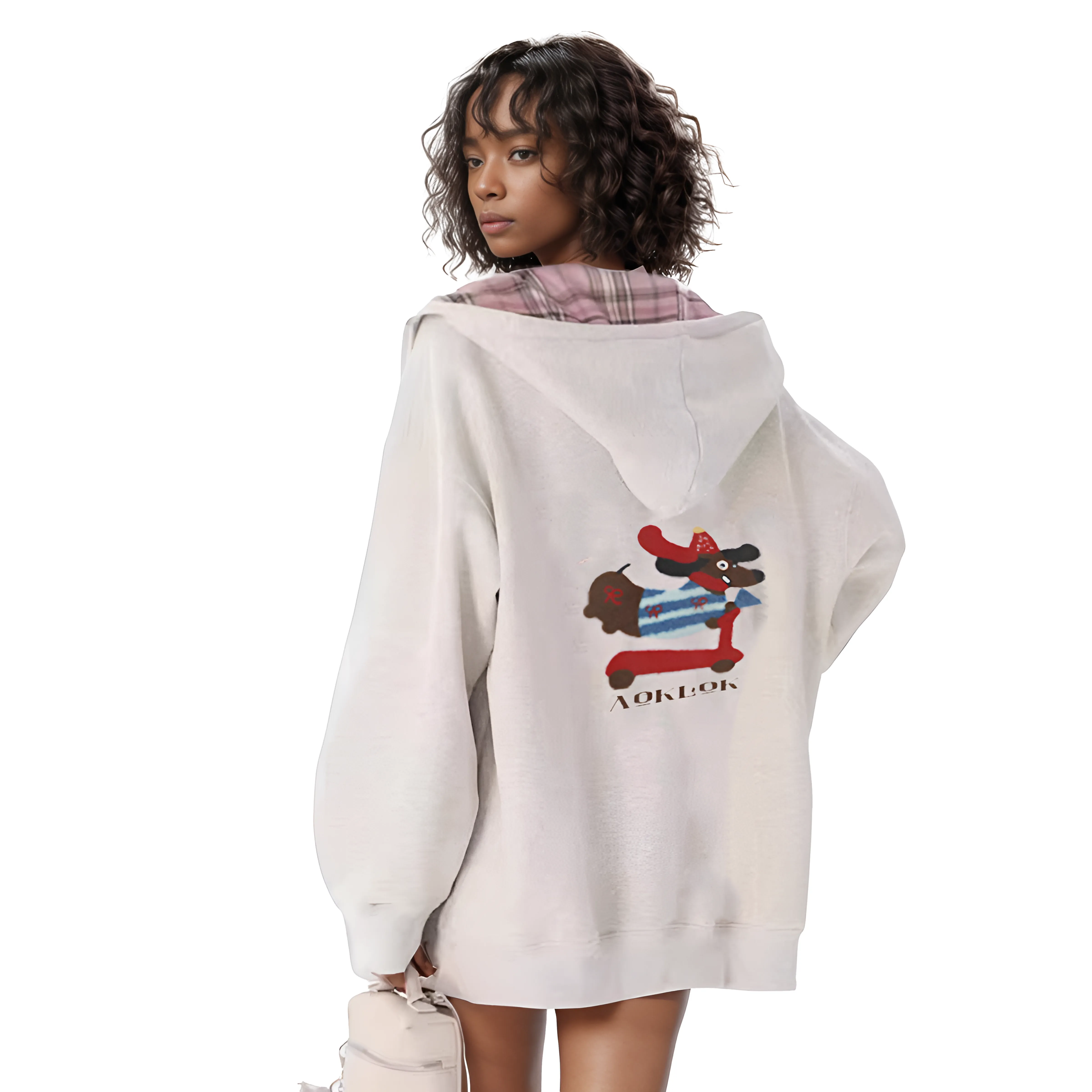 AG Cartoon Embroidery Skateboard Dog Hoodie