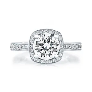 A.JAFFE 18K White Gold Ornate Basket Halo Engagement Ring ME2052Q/142