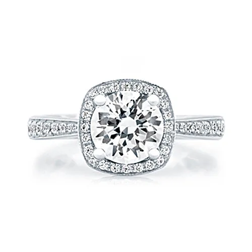 A.JAFFE 18K White Gold Ornate Basket Halo Engagement Ring ME2052Q/142