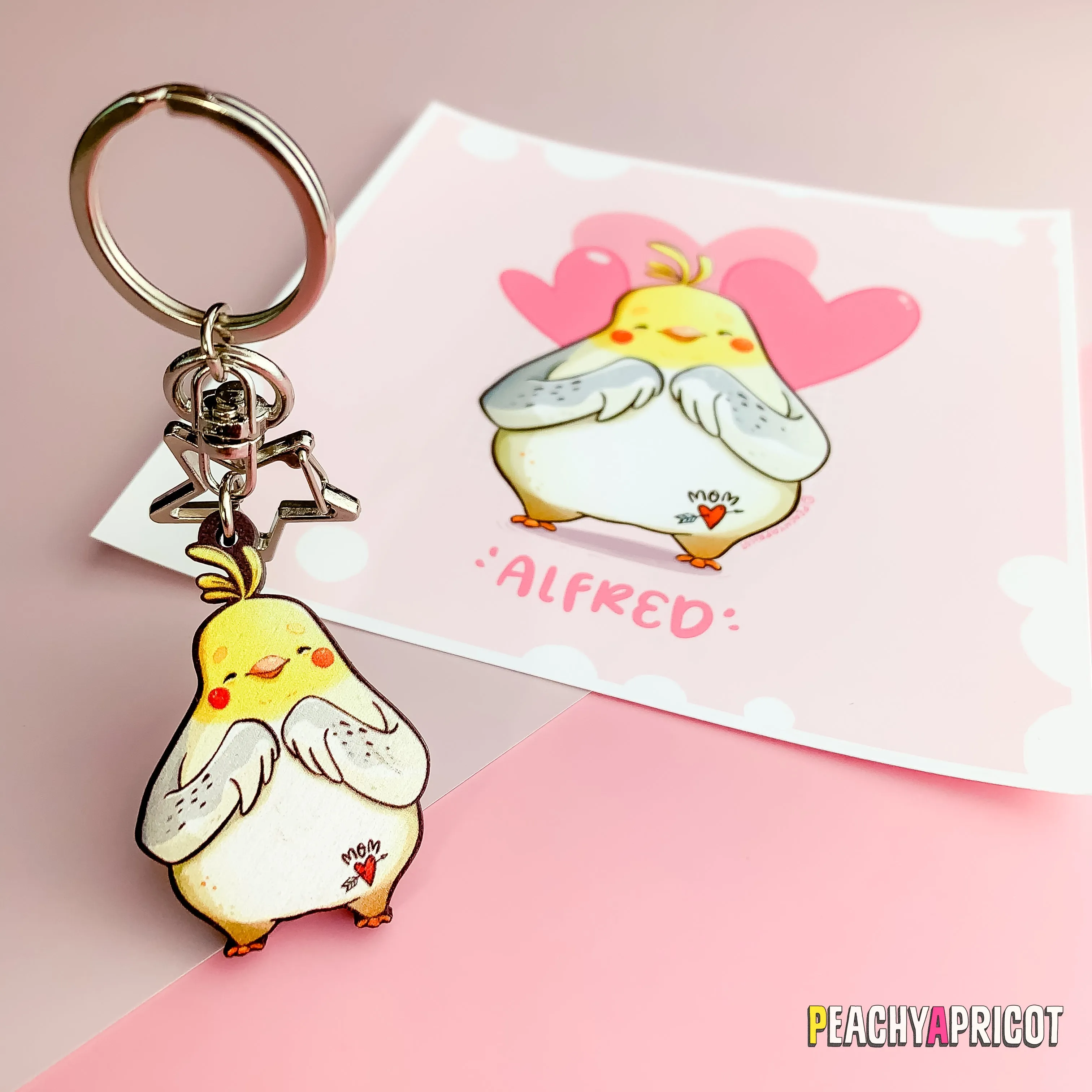Alfred the Cockatiel Keychain