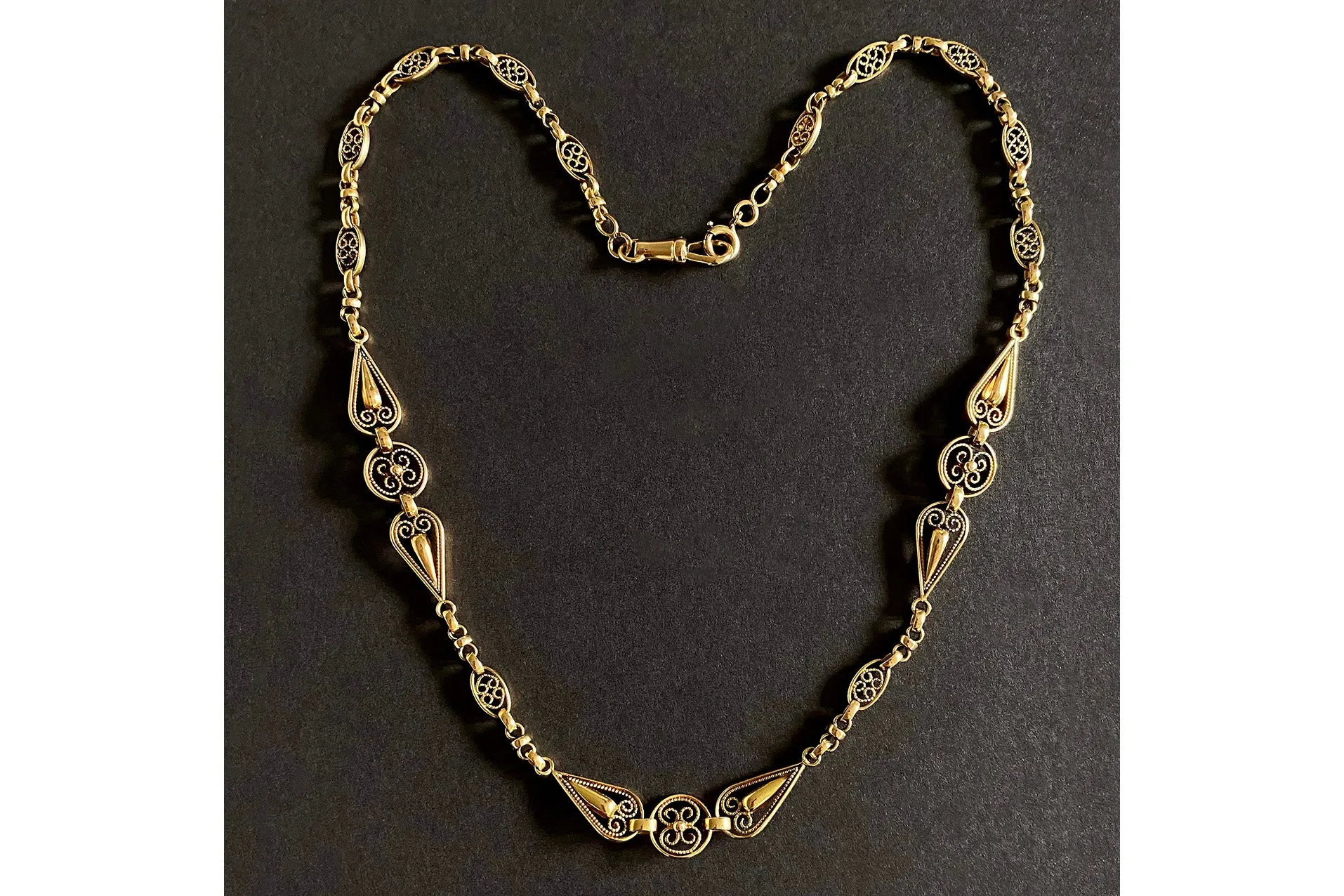 Antique French 18k Gold Ornate Link Chain