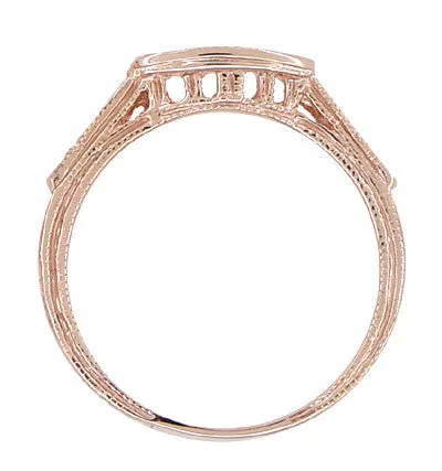 Art Deco Diamond Filigree Wraparound Wedding Ring in 14K Rose ( Pink ) Gold