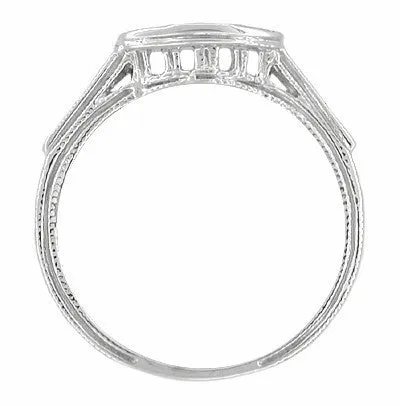 Art Deco Diamonds Filigree and Wheat Curved Hugger Wedding Ring in 14 or 18 Karat White Gold