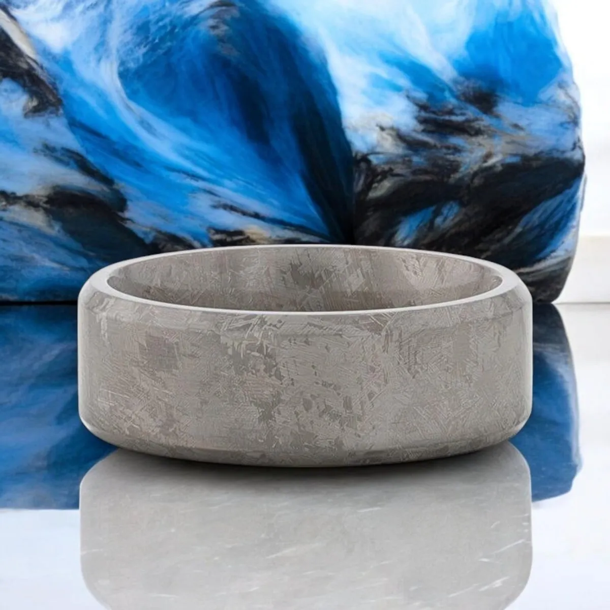 ASTRAIOS | Titanium Ring, Meteorite Pattern, Beveled