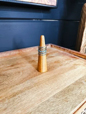 Aztec Stamp Turq SS 5 Row Ring